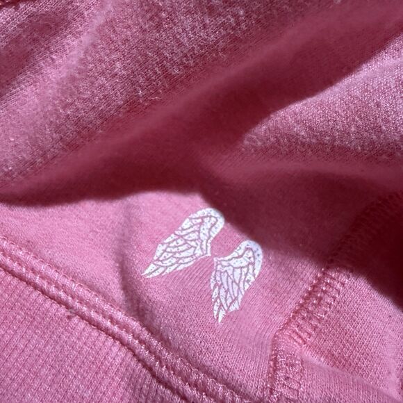 Victoria Secret Womens Sweater S Small Light Pink Hoodie VS New York V Neck - Picture 6 of 10